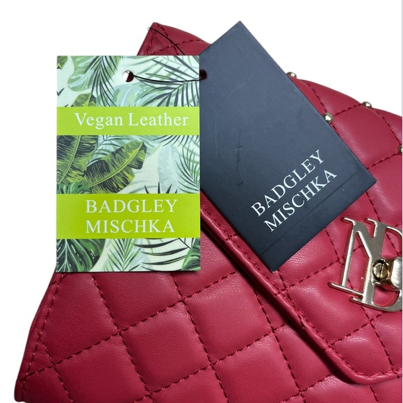 NWT Badgley Mischka Red and Gold Crossbody Bag with Quilted Design - Picture 11 of 13